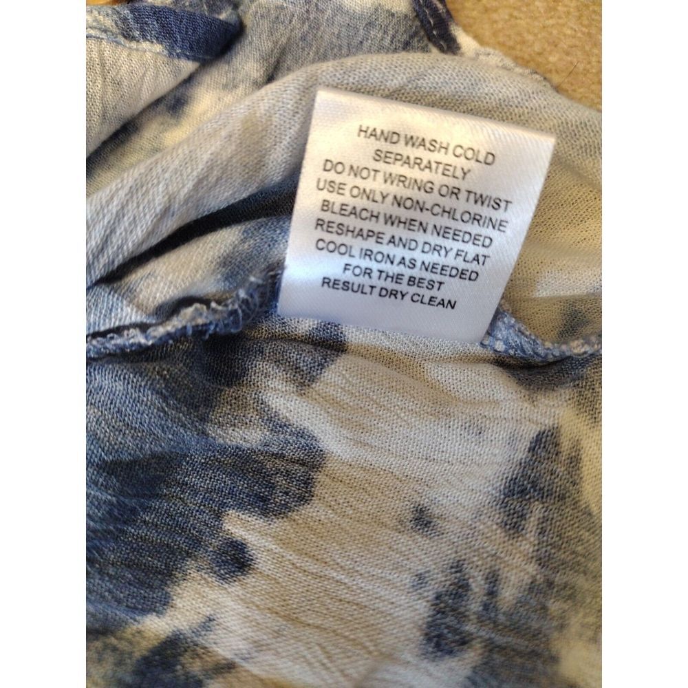 Hippie Tank Top Woman XS Light Blue Tie Dye Crinkle Spaghetti Strap Beach Travel - Picture 5 of 7